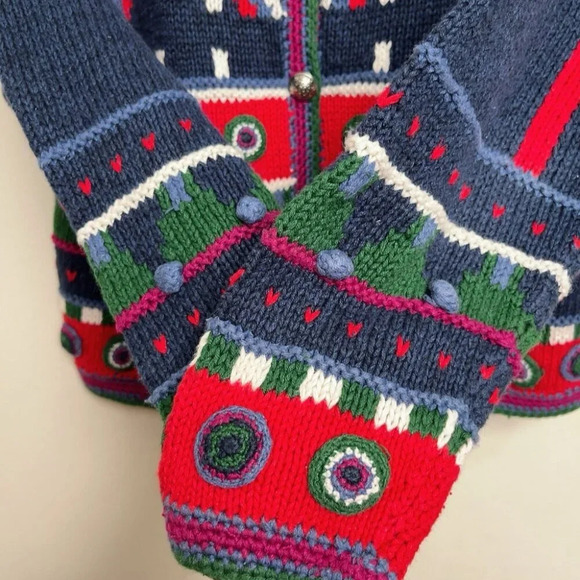 Funsport Womens Small Multicolor  Chunky Ramie Cotton Button Round Neck Cardigan - Picture 13 of 15